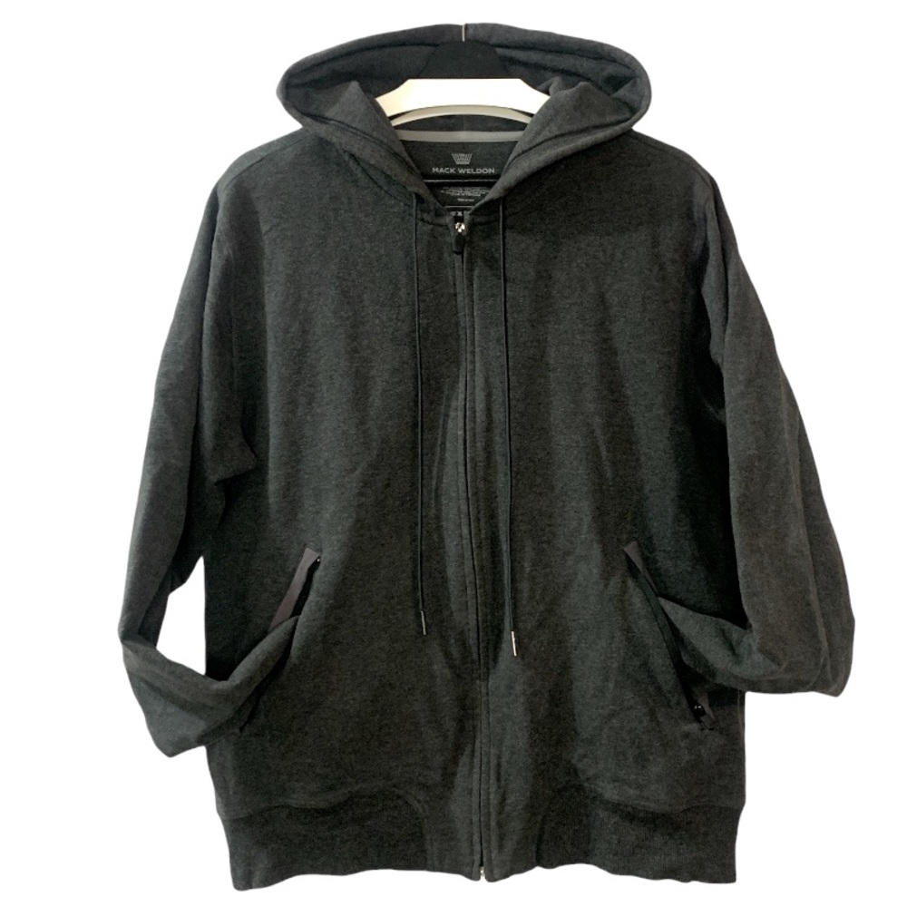 Mack Weldon Full-Zip Hooded Micro-brushed French Terry Sweatshirt Gray X-Large